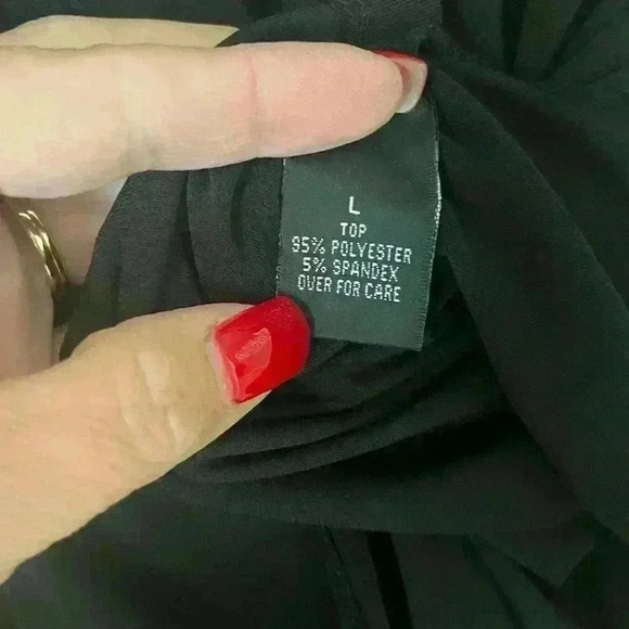 EUC AB Studio Black Blouse With Jeweled Neckline Women’s Large - Picture 6 of 10